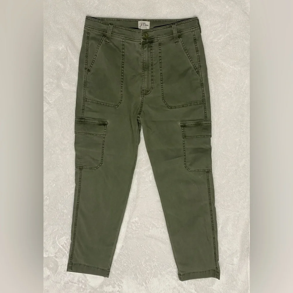 J.Crew The New Straight-Leg Cargo Pant Olive Green High Rise Twill Size 27